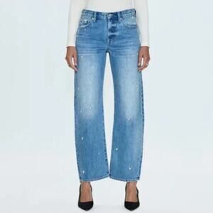 Pistola Lexi Bowed Straight Mid Rise Jeans Confetti Vintage Hearts Womens 24 NWT